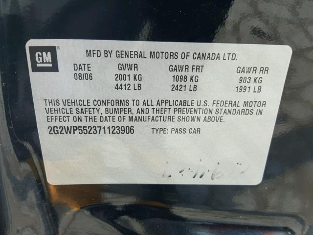 2G2WP552371123906 - 2007 PONTIAC GRAND PRIX BLACK photo 10