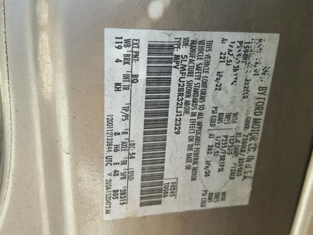 5LMFU28R32LJ12329 - 2002 LINCOLN NAVIGATOR BEIGE photo 10