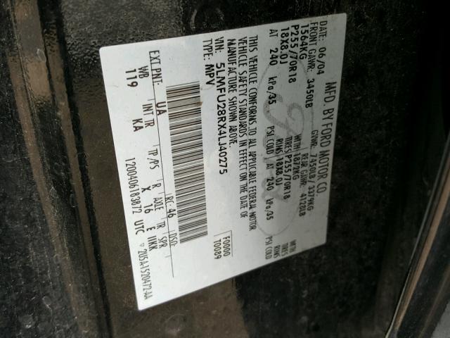 5LMFU28RX4LJ40275 - 2004 LINCOLN NAVIGATOR BLACK photo 10