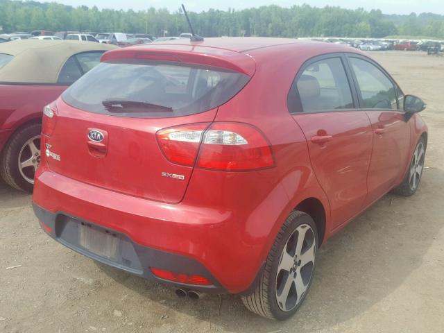 KNADN5A37C6080033 - 2012 KIA RIO EX RED photo 4