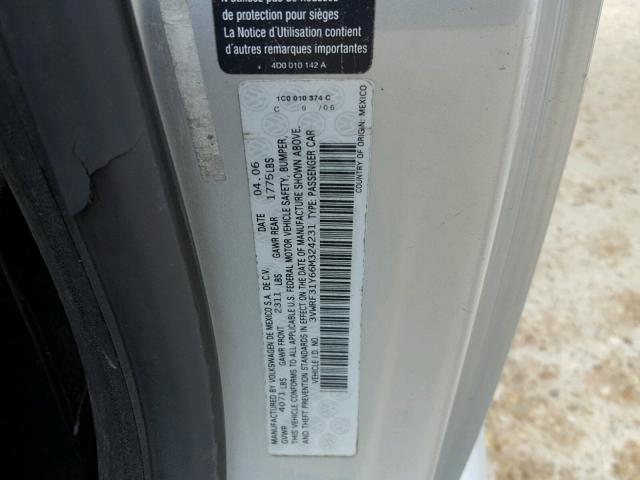 3VWRF31Y66M324231 - 2006 VOLKSWAGEN NEW BEETLE 绿色 照片 10