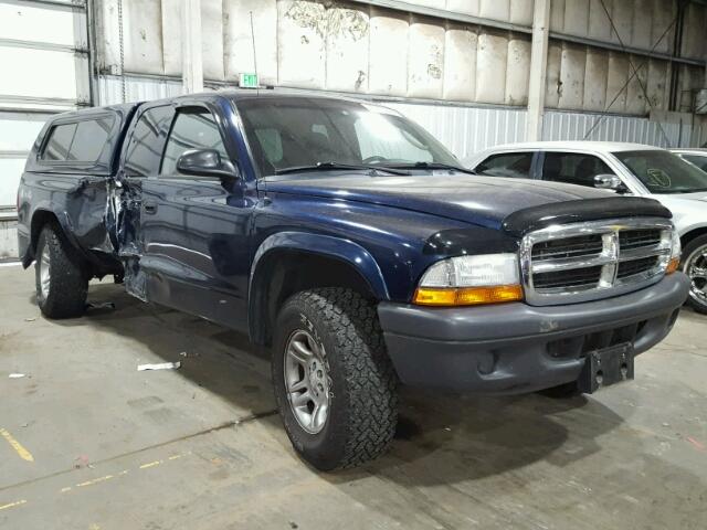 1D7HG12K74S750000 - 2004 DODGE DAKOTA SXT BLUE photo 1