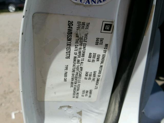 2G4WB52K1X1570776 - 1999 BUICK REGAL LS WHITE photo 10