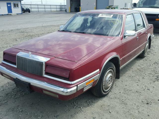 1C3BC6636KD403792 - 1989 CHRYSLER NEW YORKER MAROON photo 2