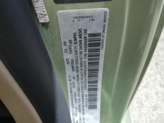 3VWSG31C06M410475 - 2006 VOLKSWAGEN NEW BEETLE 绿色 照片 10