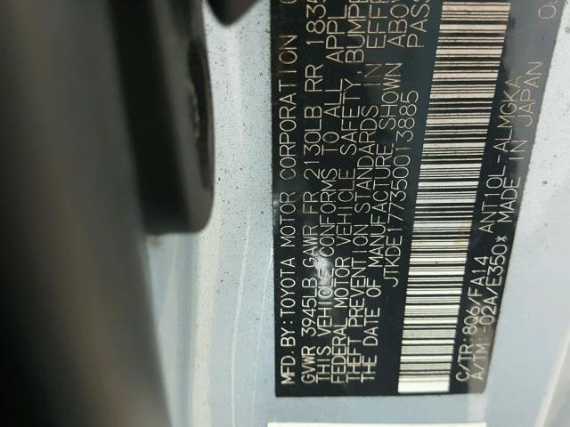 JTKDE177350013885 - 2005 TOYOTA SCION TC 蓝色 照片 10