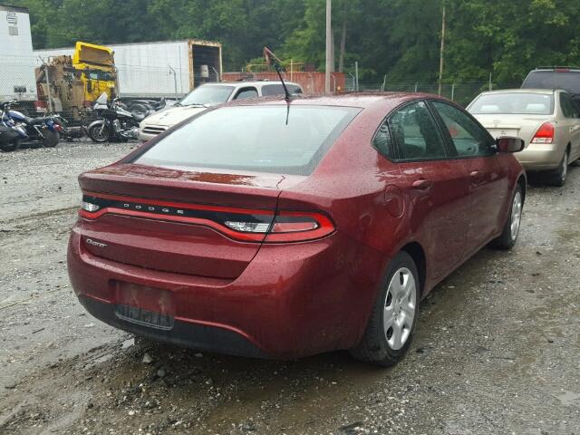 1C3CDFAAXFD298946 - 2015 DODGE DART SE RED photo 4