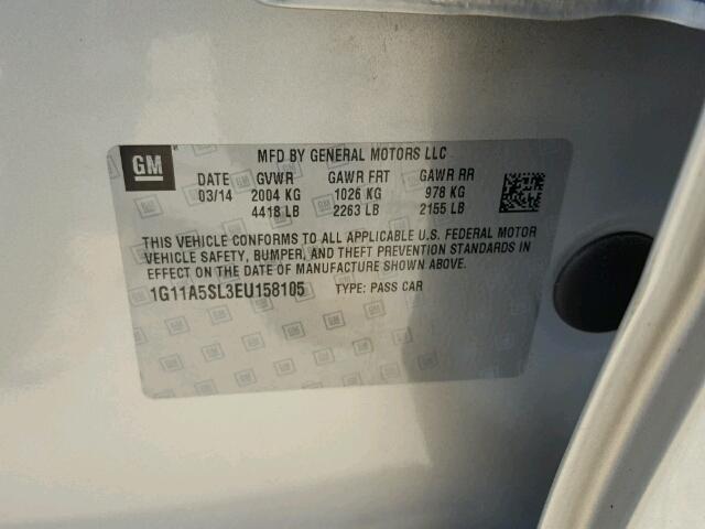 1G11A5SL3EU158105 - 2014 CHEVROLET MALIBU LS 银色 照片 10