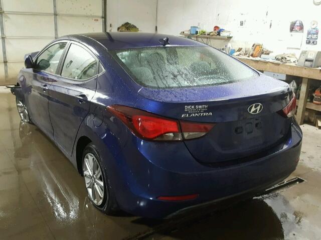 5NPDH4AE1GH722926 - 2016 HYUNDAI ELANTRA BLUE photo 3