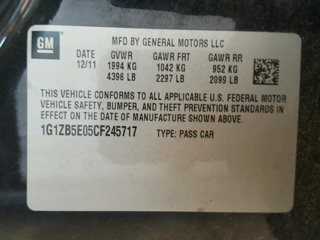 1G1ZB5E05CF245717 - 2012 CHEVROLET MALIBU LS Qara foto 10