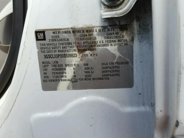 3GSCL33P09S509823 - 2009 SATURN VUE XE WHITE photo 10