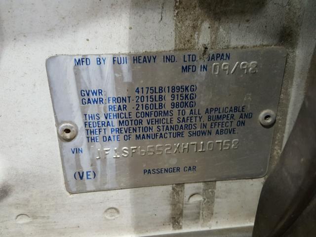 JF1SF6552XH710758 - 1999 SUBARU FORESTER S Ağ foto 10