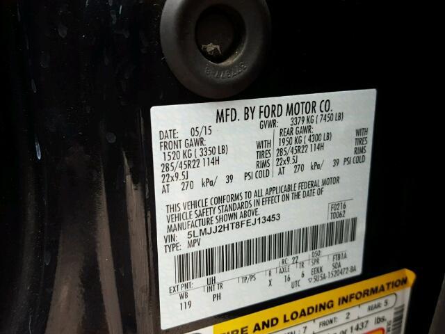 5LMJJ2HT8FEJ13453 - 2015 LINCOLN NAVIGATOR BLACK photo 10