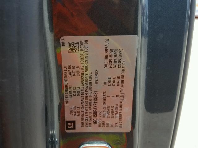 1GCHSBEAXF1135421 - 2015 CHEVROLET COLORADO L GRAY photo 10