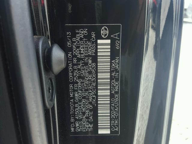 JTKJF5C74E3069538 - 2014 TOYOTA SCION TC 黑色 照片 10