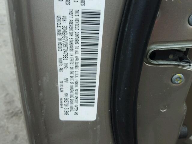 3D4GH67V39T247981 - 2009 DODGE JOURNEY R/ GOLD photo 10