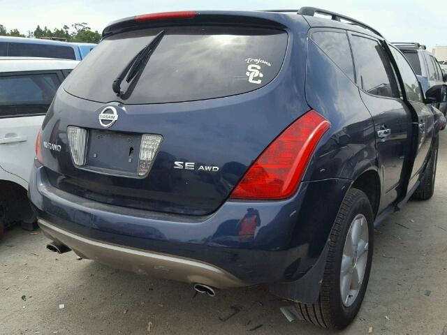 JN8AZ08W25W406146 - 2005 NISSAN MURANO SE/ BLUE photo 4