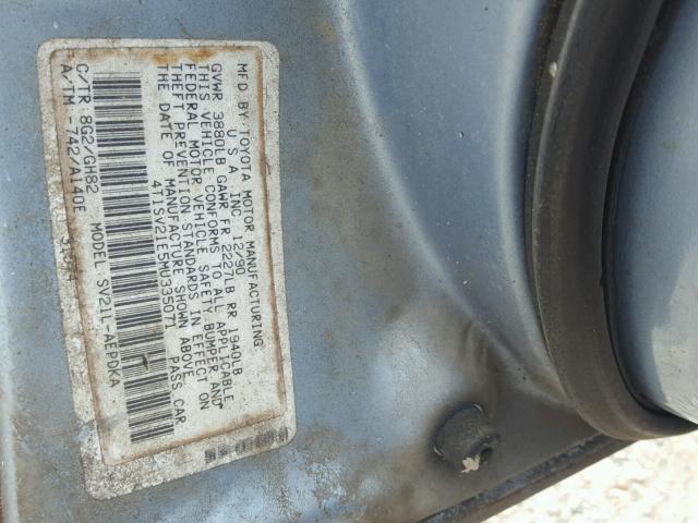 4T1SV21E5MU335071 - 1991 TOYOTA CAMRY DLX 蓝色 照片 10