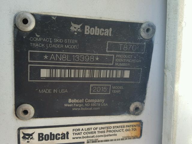 AN8L13398 - 2015 BOBCAT T870 WHITE photo 10