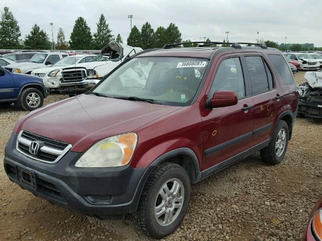 JHLRD78854C048325 - 2004 HONDA CR-V EX BURGUNDY photo 2