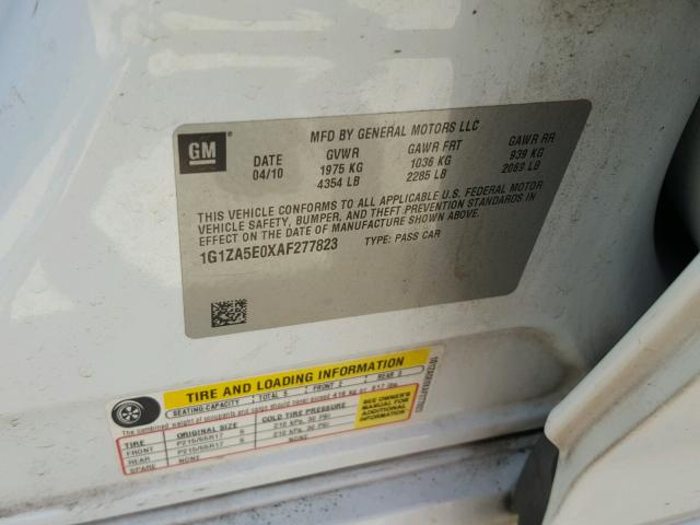 1G1ZA5E0XAF277823 - 2010 CHEVROLET MALIBU LS Ağ foto 10