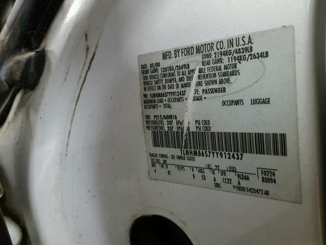 1LNHM86S7YY912437 - 2000 LINCOLN LS Ağ foto 10