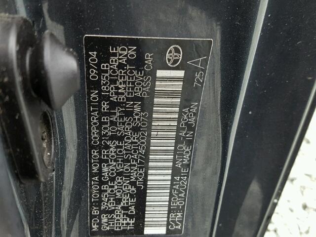 JTKDE177450021073 - 2005 TOYOTA SCION TC 黑色 照片 10