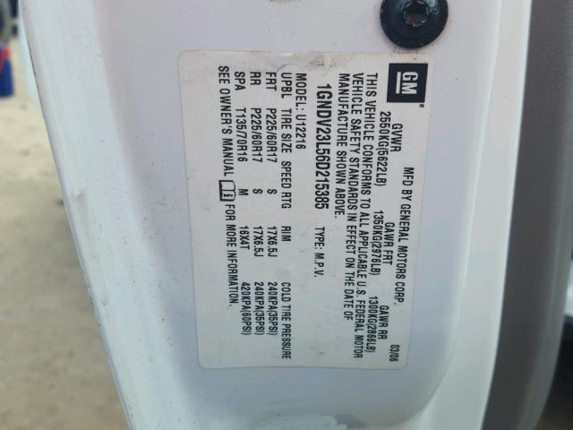 1GNDV23L56D215385 - 2006 CHEVROLET UPLANDER L თეთრი ფოტო 10