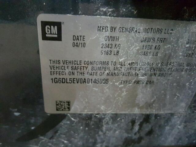 1G6DL5EV0A0145005 - 2010 CADILLAC CTS PERFOR GRAY photo 10