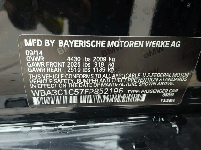 WBA3C1C57FP852196 - 2015 BMW 328 I SULE BLACK photo 10