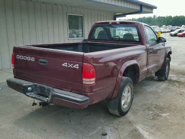 1B7GG26X1YS679058 - 2000 DODGE DAKOTA MAROON photo 4