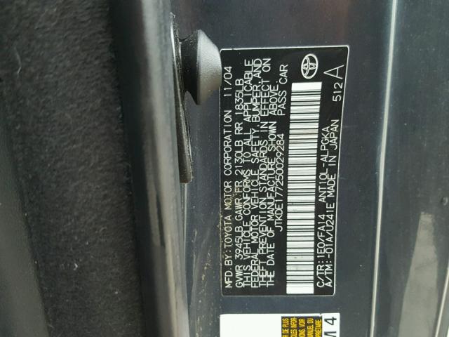 JTKDE177250029284 - 2005 TOYOTA SCION TC 灰色 照片 10