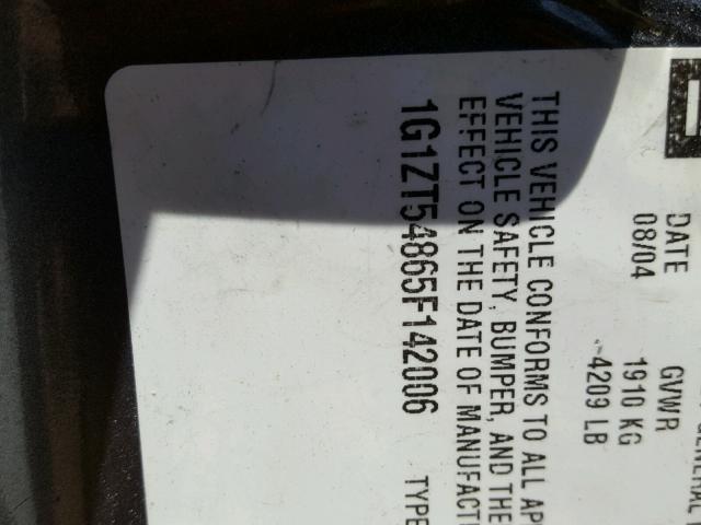 1G1ZT54865F142006 - 2005 CHEVROLET MALIBU LS Boz foto 10