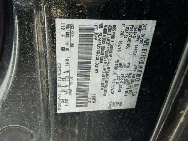 5LMFU28R83LJ03157 - 2003 LINCOLN NAVIGATOR BLACK photo 10