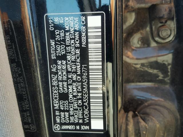 WDBCA35E5MA596771 - 1991 MERCEDES-BENZ 420 SEL BLACK photo 10