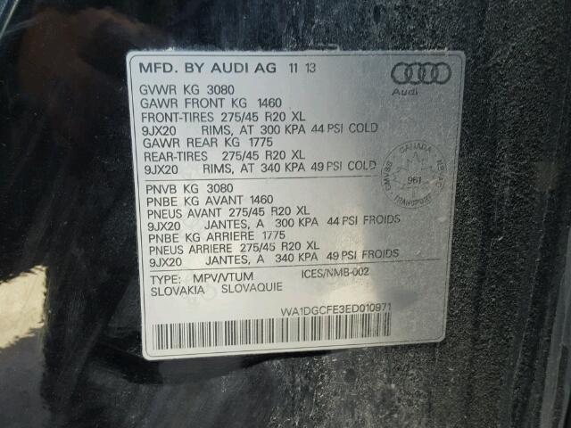 WA1DGCFE3ED010971 - 2014 AUDI Q7 PRESTIG BLACK photo 10