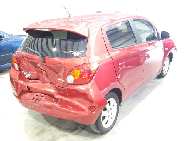 ML32A4HJ9FH009125 - 2015 MITSUBISHI MIRAGE ES RED photo 4