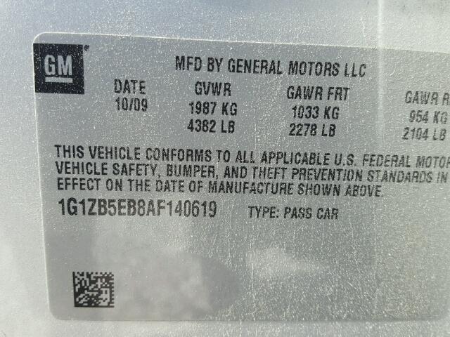 1G1ZB5EB8AF140619 - 2010 CHEVROLET MALIBU LS SILVER photo 10
