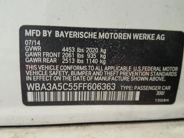 WBA3A5C55FF606363 - 2015 BMW 328 I WHITE photo 10