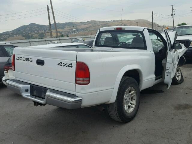 1B7GG46X22S657489 - 2002 DODGE DAKOTA SLT WHITE photo 4