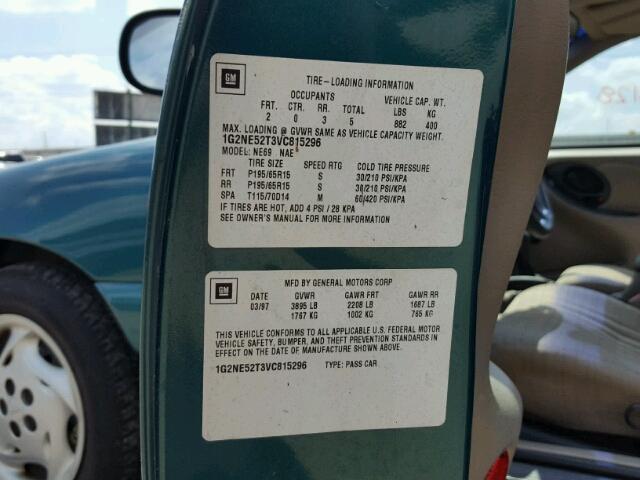 1G2NE52T3VC815296 - 1997 PONTIAC GRAND AM S Yaşıl foto 10