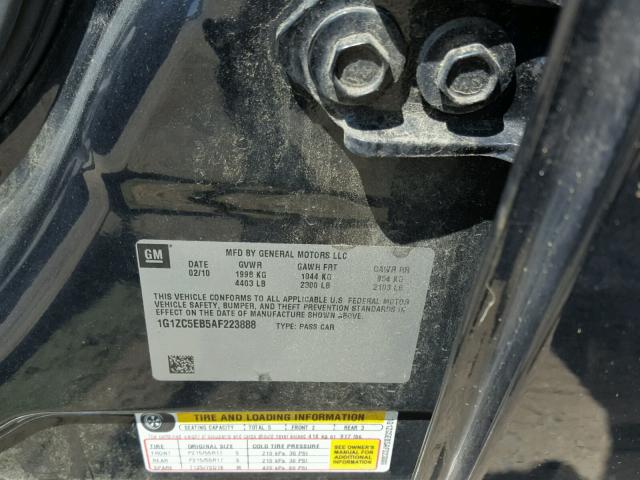 1G1ZC5EB5AF223888 - 2010 CHEVROLET MALIBU 1LT 黑色 照片 10