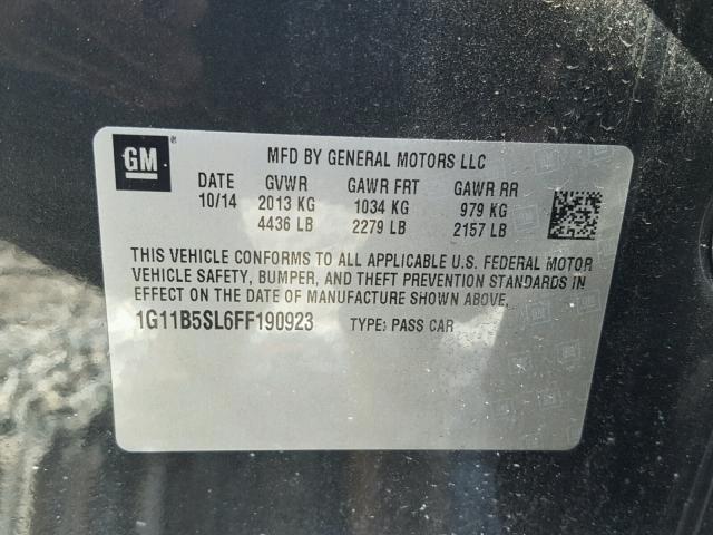 1G11B5SL6FF190923 - 2015 CHEVROLET MALIBU LS 灰色 照片 10