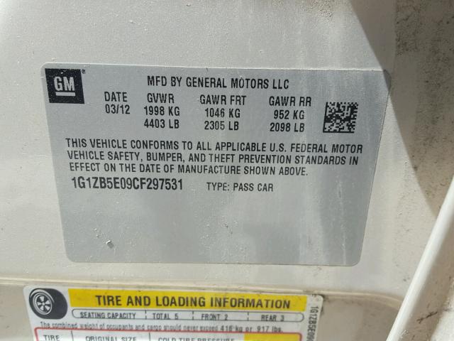 1G1ZB5E09CF297531 - 2012 CHEVROLET MALIBU LS Qızıl foto 10