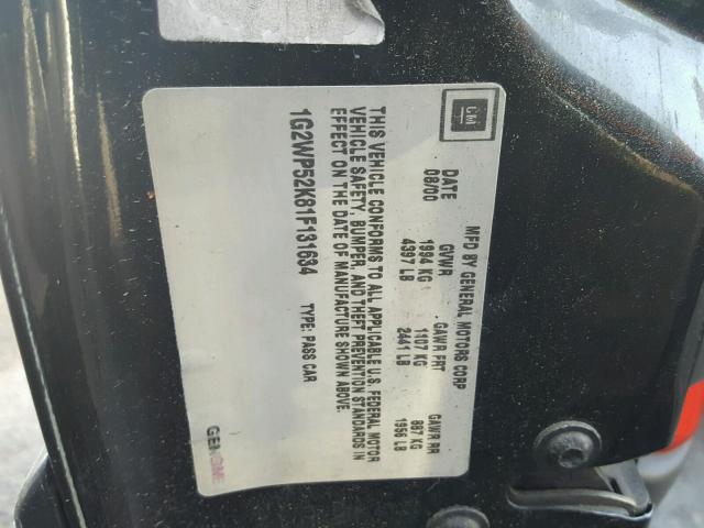 1G2WP52K81F131634 - 2001 PONTIAC GRAND PRIX BLACK photo 10