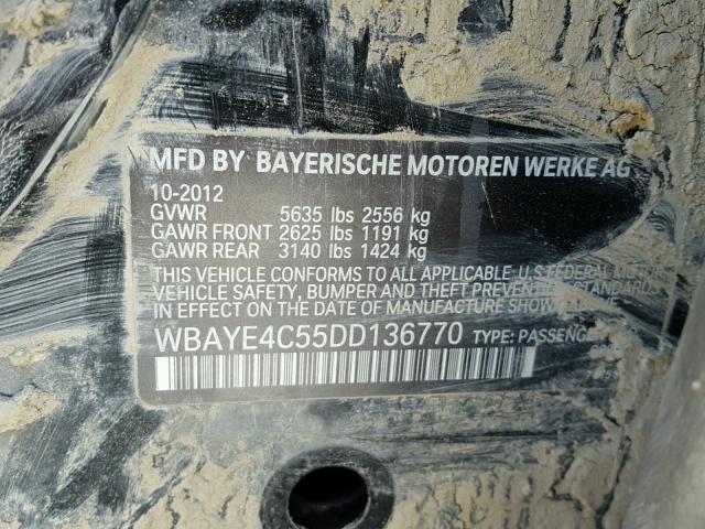 WBAYE4C55DD136770 - 2013 BMW 740 LI BLACK photo 10