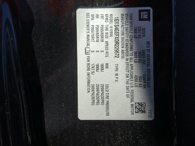 1GYS4GEFXDR229672 - 2013 CADILLAC ESCALADE E BLACK photo 10