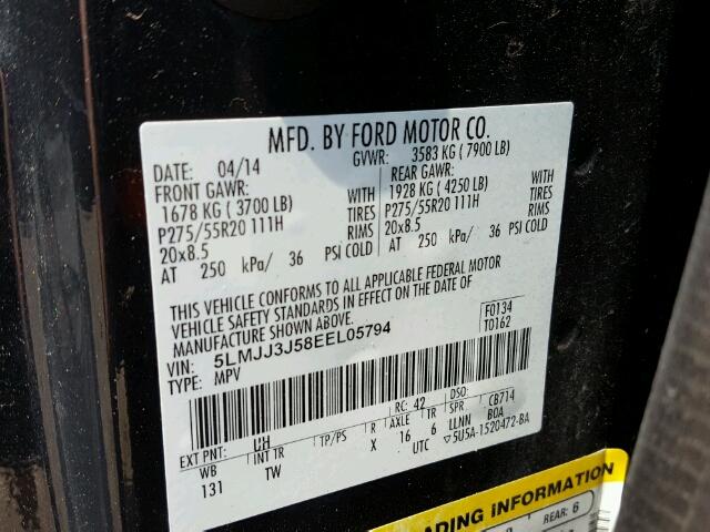 5LMJJ3J58EEL05794 - 2014 LINCOLN NAVIGATOR 黑色 照片 10