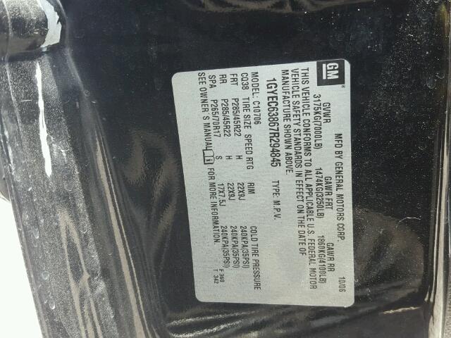 1GYEC63867R294845 - 2007 CADILLAC ESCALADE L BLACK photo 10