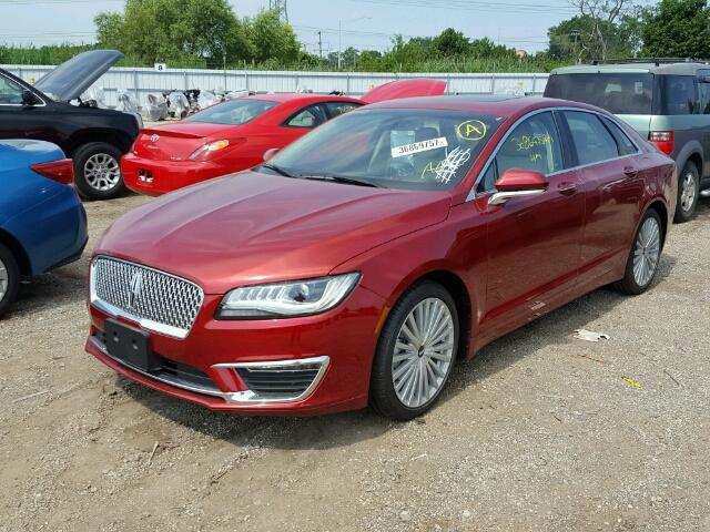 3LN6L5F90HR636395 - 2017 LINCOLN MKZ RESERV BURGUNDY photo 2